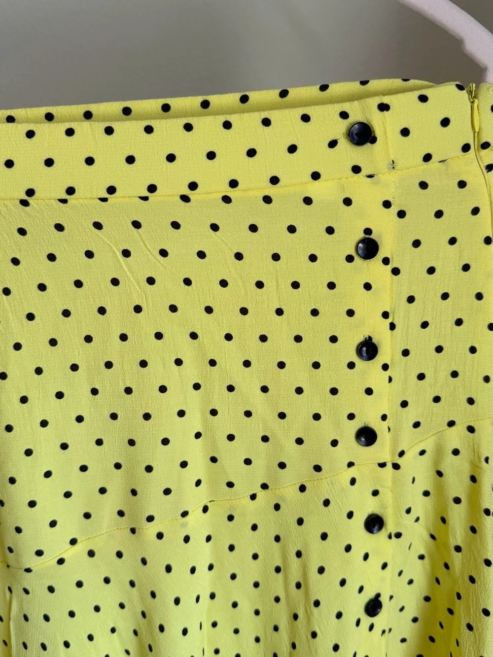Zara Yellow Polka Dot Asymmetrical Midi Skirt XS
